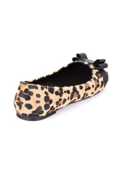 Fox Shoes Siyah/Leopar Kadın Babet 9726019502 Siyah