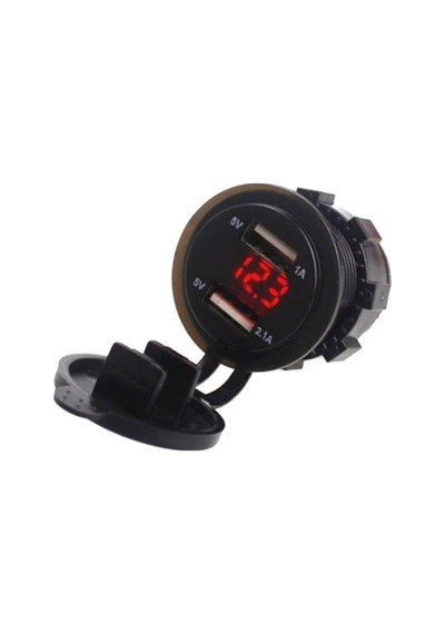 Pano Tipi Voltmetreli 2'Li Usb Giriş 5V 1A Ve 5V 2,1A Çıkış