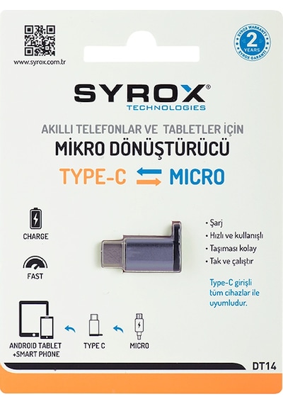 Syrox DT14 Micro USB to Type-C Dönüştürücü