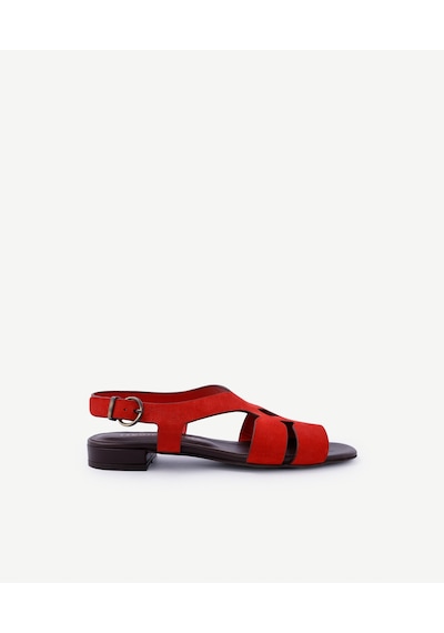 Yargıcı Çapraz Bant Detaylı Deri Sandalet 25ykay4066x 043 Kırmızı