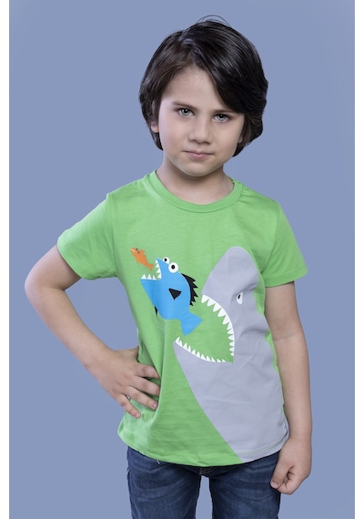 Toontoy Kids Toontoy Erkek Çocuk Köpek Balığı Baskılı Tişört Yeşil