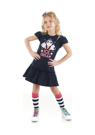 Denokids Dondurma Rüyası Kız Çocuk Elbise Siyah