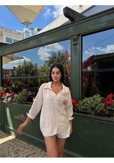 WeShaya Taş Cepli %100 Pamuk Gömlek Taş