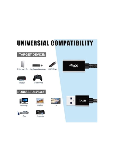Rope 5gbps Hızlı Veri Aktarımı Usb 3.0 Erkek Dişi Uzatma Kablosu Halat Örgülü 5 Metre Diger