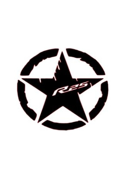 Yamaha R25 Etiket Aksesuar Army Yıldız 10X10Cm 2 Adet Siyah