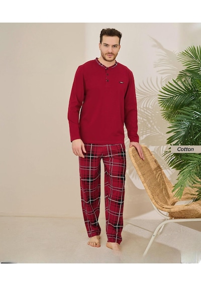Pijamoni Erkek Standart Kalıp Pamuklu Düğme Yaka Uzun Kol Baharlık Pijama Takımı 6300/5kk - 1 Adet Kırmızı Pijamoni Erkek Standart Kalıp Pamuklu Düğme Yaka Uzun Kol Baharlık Pijama Takımı 6300/5kk - 1 Adet Kırmızı