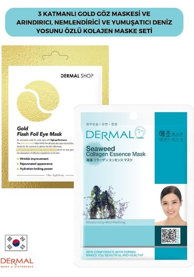 Dermal 3 Katmanlı Gold Göz Maskesi + Deniz Yosunu Özlü Kolajen Maske