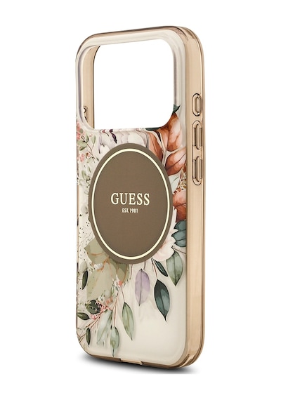Apple Uyumlu iPhone 17 Pro Kılıf Guess Lisanslı M-safe Şarj Özellikli Flower Tonal Circle Kapak Kahverengi Kahverengi