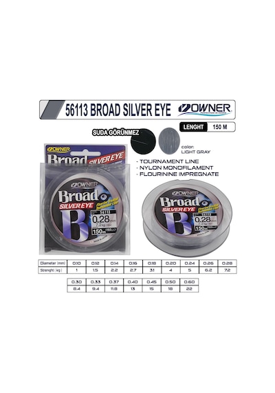 Owner 56113 Broad Silver Eye 150m Light Gray 0,26