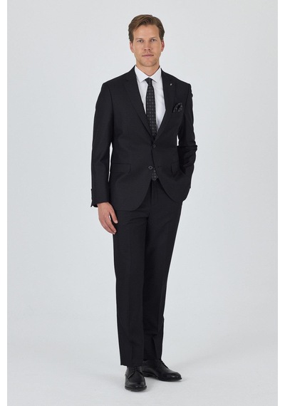 İmza Düz Filafil Mono Yaka Tam Astar 6 Drop Comfort Fit Takım Elbise 1001250170 Siyah