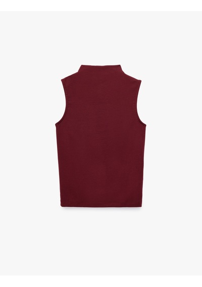 Koton Modal Kumaş Slim Fit Dik Yaka Kolsuz Tişört Bordo 7wak10090ek