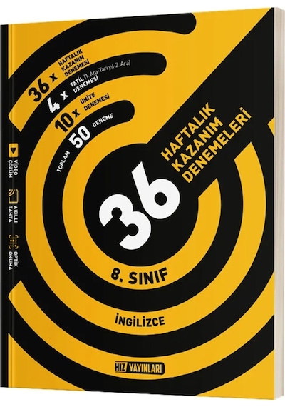 8. Sınıf İngilizce 36 Haftalık Kazanım Denemeleri -  Hız Yayınları