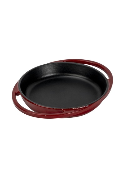 Lava Döküm Yuvarlak Sahan Döküm Demir Yekpare Çift Kulplu Çap Ø 16cm.-bordo Bordo