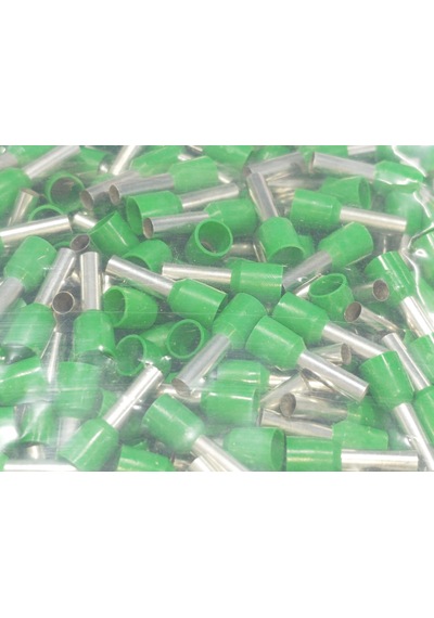 6mm Tek Girişli İzoleli Kablo Yüksüğü - Fransız Norm Yeşil 1 Paket 250 Adet
