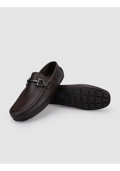 Cabani %100 Hakiki Deri Kahverengi Tokalı Erkek Loafer Kahverengi