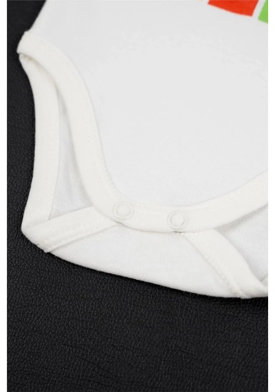 Adisia Unisex Bebek Beyaz Her Şey Seninle Güzel Babam Baskılı Alttan Çıtçıtlı Zıbın Beyaz