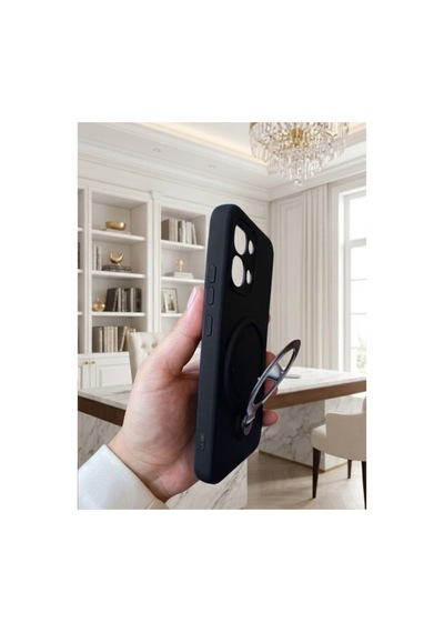 Oppo A6 Pro İle Uyumlu 360 Derece Dönebilen Kalın Metal Magsafe Halka Stantlı İçi Kadife Korumalı Ultra Lüx Premium Silikon Kılıf Siyah Oppo A6 Pro İle Uyumlu 360 Derece Dönebilen Kalın Metal Magsafe Halka Stantlı İçi Kadife Korumalı Ultra Lüx Premium Silikon Kılıf Siyah