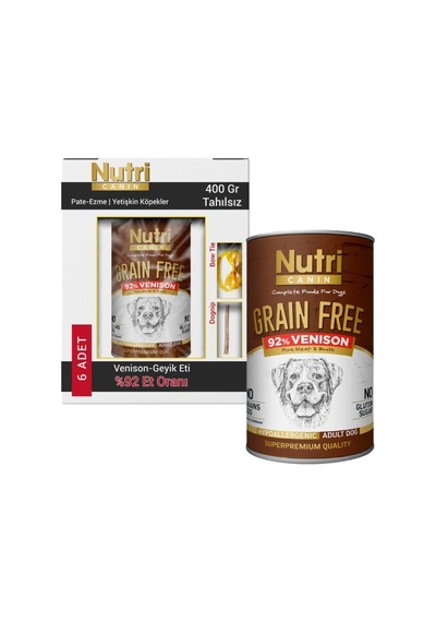 Nutri Canin Tahılsız %92 Geyik Etli Konserve Yetişkin Köpek Maması Kutu 6 x 400 G