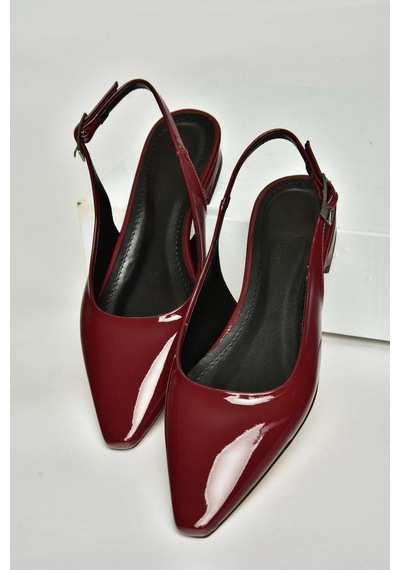 Fox Shoes U404602208 Bordo Rugan Alçak Topuklu Kadın Ayakkabı Bordo