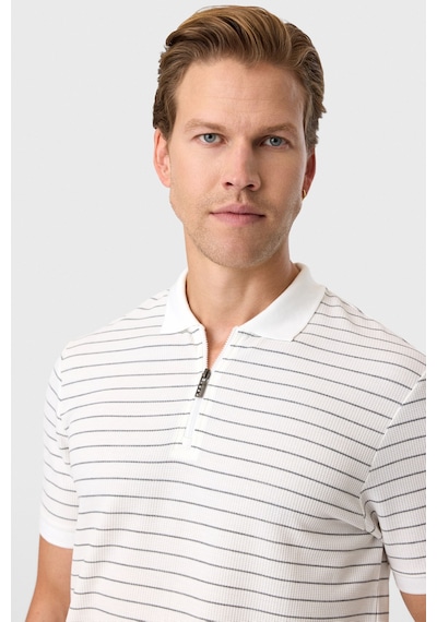 Back And Bond Regular Fit Fermuarlı Polo Yaka Tişört Beyaz