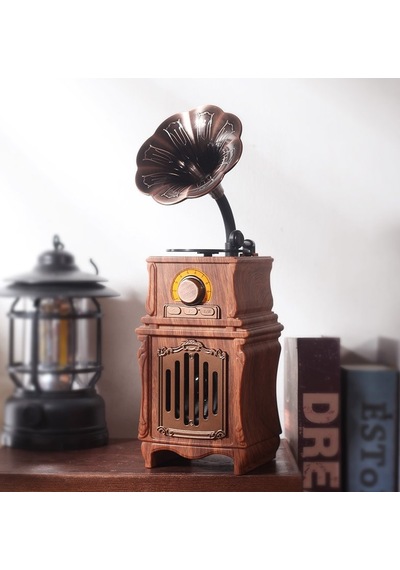Çeşithane Mini Gramofon Bluetooth Hoparlör Retro Nostaljik Speaker Usb Tf Destekli
