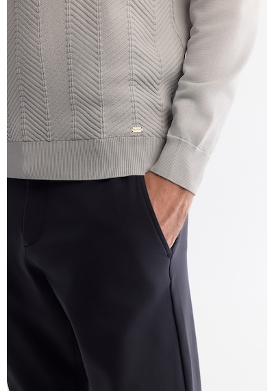 Avva Erkek Gri Bisiklet Yaka Jakarlı Rayon Tüylenmeyen Regular Fit Triko Kazak A42y5072