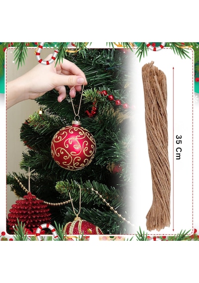 Doğal Kesilmiş Jüt İp Seti, 100lü-35 Cm, Kraft Hediye Paketleme & Süsleme İpi, Etiket Ve Ambalaj İpi