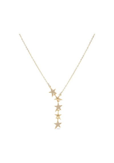 2em Konsept Vıp Çelik Gold Sıralı Yıldız Sarkıtlı Y Model Kolye Kararmaz Alerji Yapmaz 45 Cm