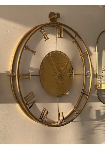 Chakra Roma - Gold - - Full Çelik - Roma Rakamlı - Pilli Led - Modern Dekoratif Duvar Saati Gold
