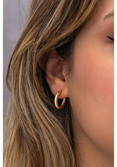 925 Ayar Gümüş Gold Kaplama 18 Mm Sade Halka Küpe Altın
