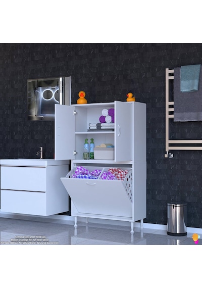 Eliusta Miretta Üst Bölme Kapaklı Altı Kirli Sepetli Dolap 75 Cm Genişlik Beyaz 75x138x32,5 Cm Dolap Beyaz Eliusta Miretta Üst Bölme Kapaklı Altı Kirli Sepetli Dolap 75 Cm Genişlik Beyaz 75x138x32,5 Cm Dolap Beyaz