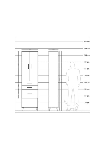 Arges Dolap 2 Raflı 3 Çekmeceli Tek Askılı 60x30x221 Antrasit... Antrasit