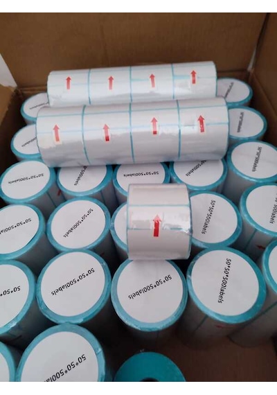 Barkod Etiket Sticker 50x50 Mm Lamine Termal Etiket 1 Rulo 500 Tam Adet Etikettir 1