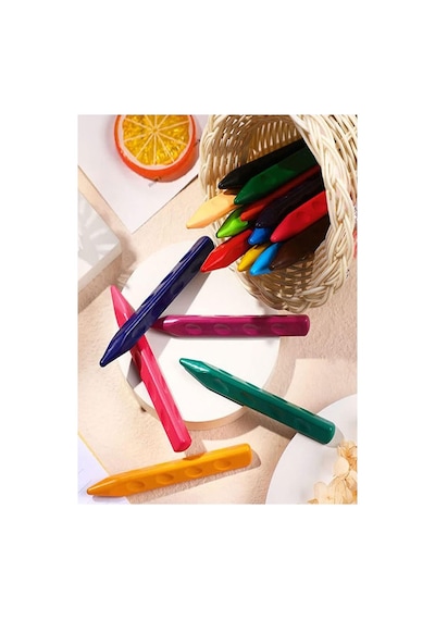 Jumbo Üçgen Mum Boya 12 Li 1 Paket Fixpoint 12 Renk Üçgen Mumboya Elleri Kirletmeyen Yıkanabilir Silinebilir Karton Kutu Çok Renkli