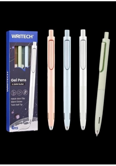 Writech Jel Kalem Seti 4 'lü Mavi Mürekkep W-0154 Up Sessiz Mekanizma Akıcı Yazım Diğer