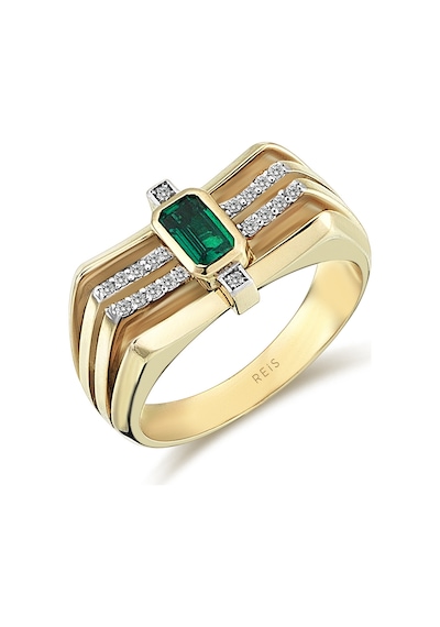 Reis Kuyumculuk T9343 Queen Green Altın Yüzük