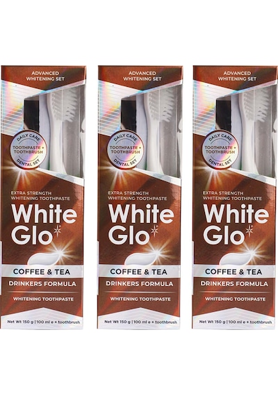 White Glo Çay & Kahve Tüketenlere Beyazlatıcı Diş Macunu 150 G + Diş Fırçası x 3