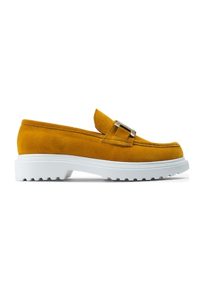 Deery Hakiki Süet Sarı Tokalı Loafer Kadın Ayakkabı - 01902zsrıp01 Sarı