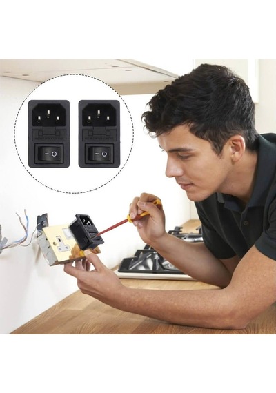 Koodmax 220v / 110v 10a Ac Power Güç Kaynağı Konnektörü - Erkek - Sigortalı - Anahtarlı