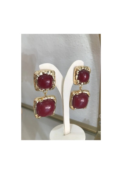 Kare Model Küpe Bordo