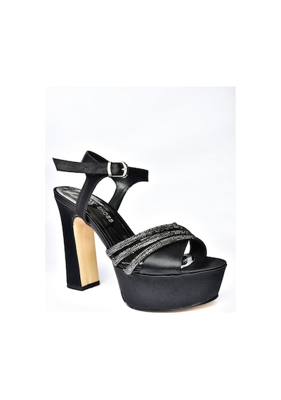 Fox Shoes P246057504 Siyah Kumaş Platform Topuklu Kadın Abiye Ayakkabı Siyah Kumaş