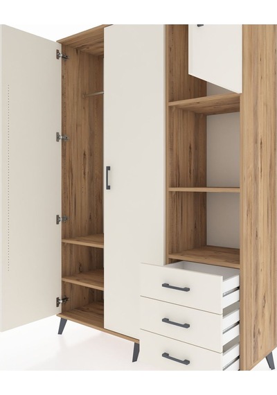 Hyperion Dolap 5 Raflı 3 Çekmeceli Tek Askılı 132x44x195 Çam-aytaşı/aytaşı Aytası/aytası Hyperion Dolap 5 Raflı 3 Çekmeceli Tek Askılı 132x44x195 Çam-aytaşı/aytaşı Aytası/aytası