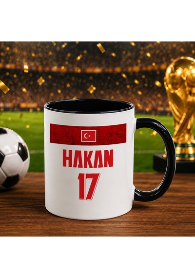 Bk Gift Kişiye Özel Türkiye Taraftar Temalı 2026 Dünya Kupası Tasarımlı Siyah Kupa Bardak -5, Tek Yürek Milli Takım Ruhu Beyaz