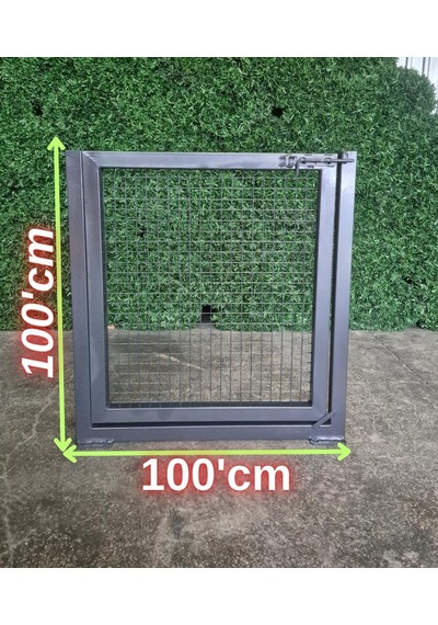 Tel Çit Kapı - Dar Delikli Tel Kapısı - 100 Cm Yükseklik X 100 Cm Eni - -antrastik - Gri