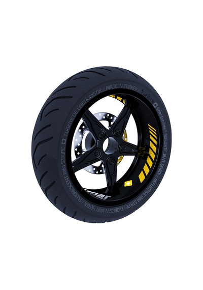 Çınar Extreme Moto Rider 4'lü Sticker Seti Reflektif Sarı İç Dış Jant Şeridi Kask Ve Çamurluk