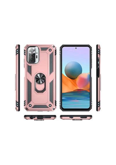 Xiaomi Redmi Note 10 Pro Kılıf Sofya Yüzüklü Silikon Kapak - Rose -