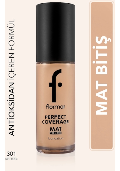 Flormar Mat Birişli E Vitamini İçeren Fondöten  - Mat Touch Foundation - 301 Soft Beige - 8682536057561