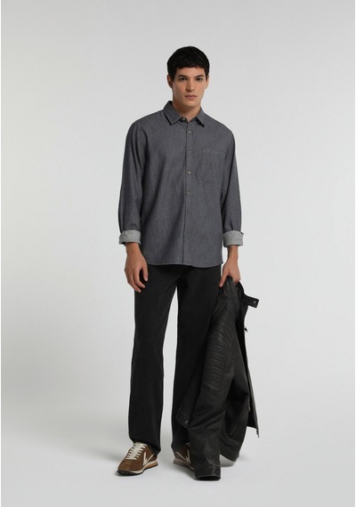 Colin's Colins Regular Fit Shirt Neck Düz Erkek Antrasit Uzun Kol Gömlek Cl1077547 Q1.v1 Ant