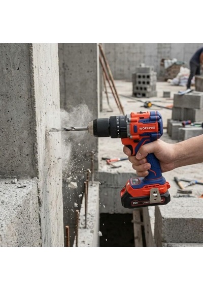 Workpro Wp390019 20volt 2.0ah Li-ion 65nm. Çift Akülü Kömürsüz Profesyonel Şarjlı Darbeli Matkap