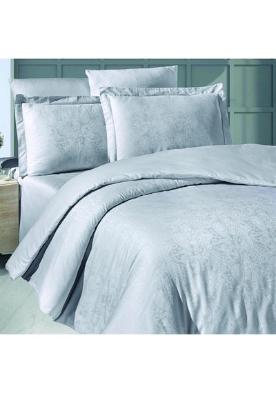Maxstyle Jakarlı Saten Anemone Gri Çift Kişilik Nevresim Takımı